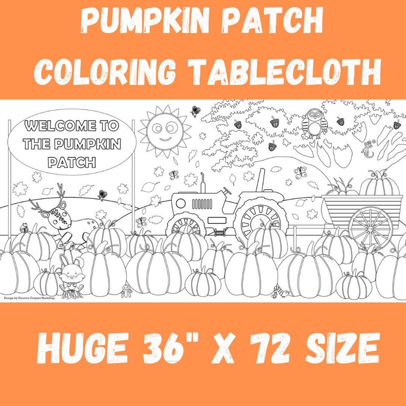 kids personalized pumpkin patch coloring tablecloth fall festival decor