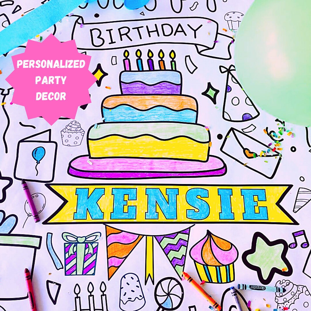 Personalized Birthday Coloring Tablecloth: Kids Party Activity - Etsy