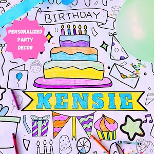 Bambini Tovaglia da colorare personalizzata Decorazione di compleanno Attività Torta di compleanno Tavolo Festa Gioco per ragazze e ragazzi Divertenti Forniture per feste in carta