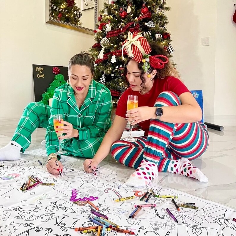 Christmas coloring tablecloth party activity personalized gift coloring for adults