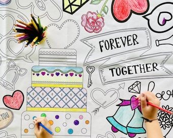 Personalized Wedding Coloring Tablecloth: Kids' Activity Banner