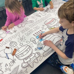 Decorazione per festa di compleanno Ninja, tovaglia da colorare personalizzata, attività per bambini, tema arti marziali, festa di compleanno per ragazzi, enorme striscione da colorare