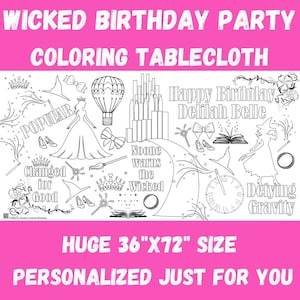 Wicked Birthday Party Coloring Tablecloth: Personalized Kids Activity