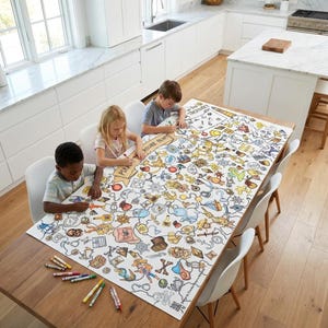 Pirate Birthday Party Coloring Tablecloth Seek and Find Treasure Map Activity for Kids
