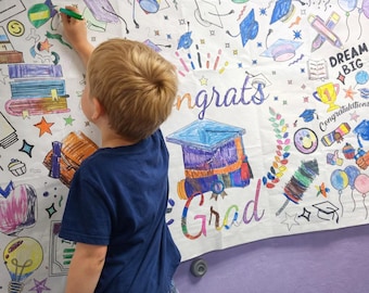 Graduation Party Coloring Tablecloth 2026 Grad Activity