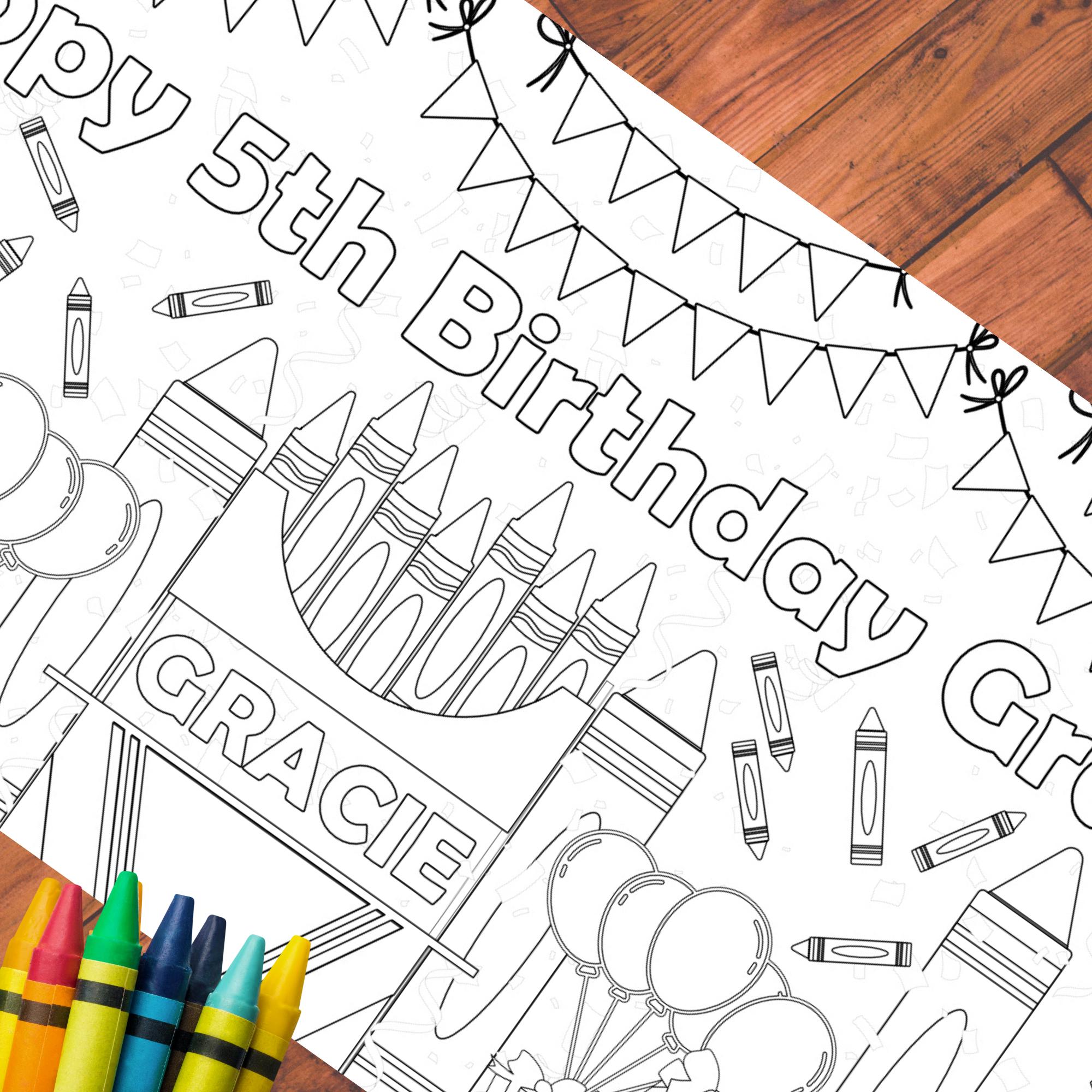 Personalized Crayon Birthday Coloring Tablecloth: Kids Party Activity ...