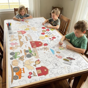 Farm Birthday Party Tablecloth Coloring Tablecloth Barnyard Kids Activity