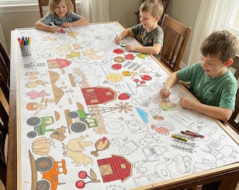 Farm Birthday Party Tablecloth Coloring Tablecloth Barnyard Kids Activity