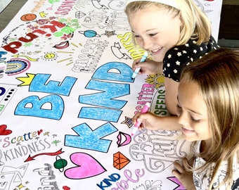 Be Kind Coloring Banner: Positive Affirmations, Classroom Activity