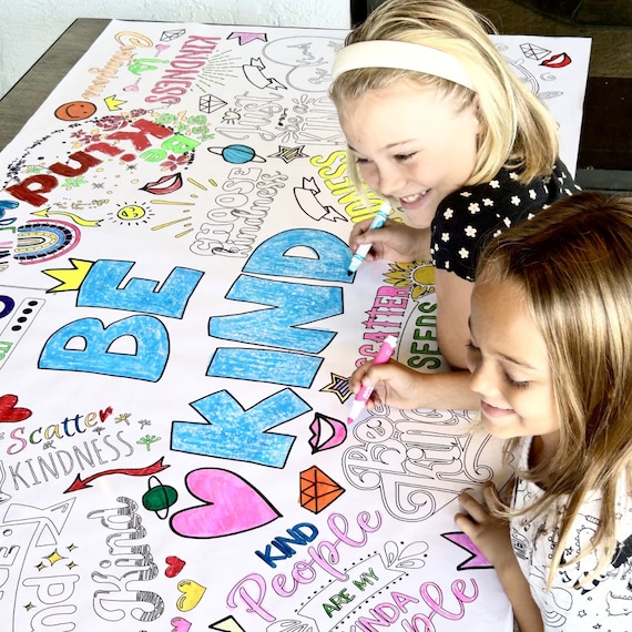 Be Kind Coloring Tablecloth Positive Affirmations Classroom Activity
