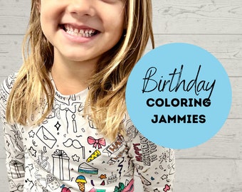 Birthday Coloring Jammies for Kids Jammies You Can Color Bamboo Pajamas Happy Birthday Kids Coloring PJs Fabric Markers Included