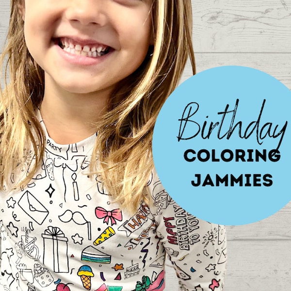 Birthday Coloring Jammies for Kids Jammies You Can Color Bamboo Pajamas Happy Birthday Kids Coloring PJs Fabric Markers Included