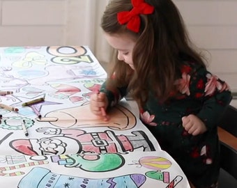 Personalized Christmas Coloring Tablecloth: Kids Holiday Party Activity