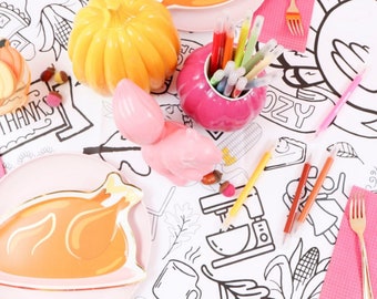 Thanksgiving Coloring Tablecloth Kids Activity Personalized Keepsake