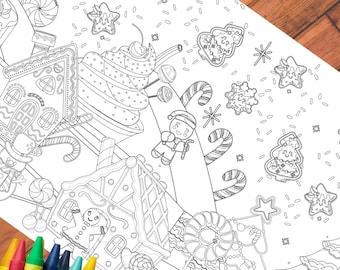 Gingerbread Coloring Tablecloth Christmas Cookie Party Activity