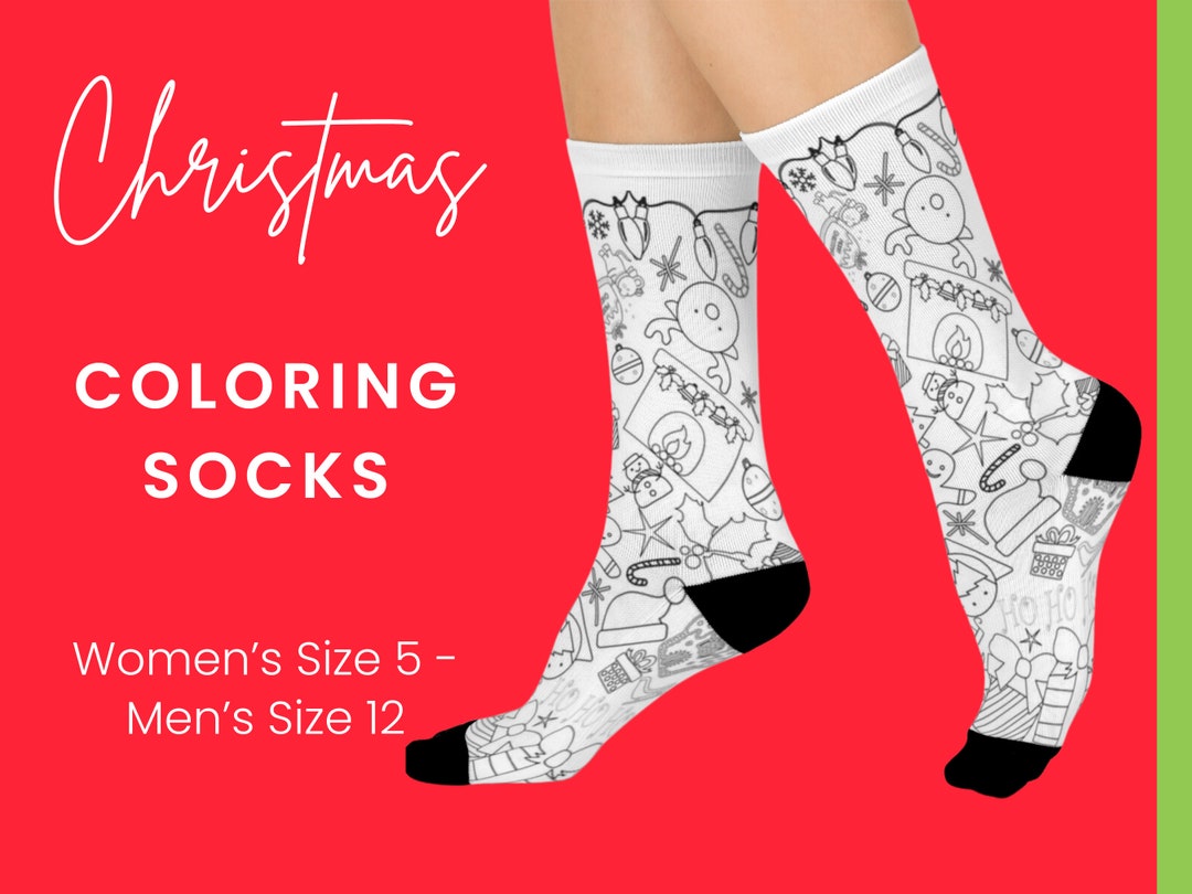 Coloring Christmas Socks Color Your Owns Socks White Elephant Gift