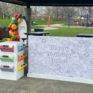 Custom Designed Coloring Mural Huge Banner Activity Kids Personalized Paper Coloring Tablecloth First Birthday Party Theme Feature