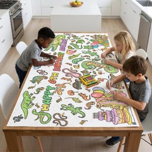Nappe à colorier personnalisée pour anniversaire de reptiles : serpents, lézards, grenouilles (36 x 72 po.)