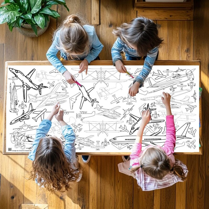 Airplane Birthday Party Aviator Pilot Decor Kids Personalized Coloring Tablecloth Activity First Birthday Decorations Time Flies Party Theme Toddler Boy Gift