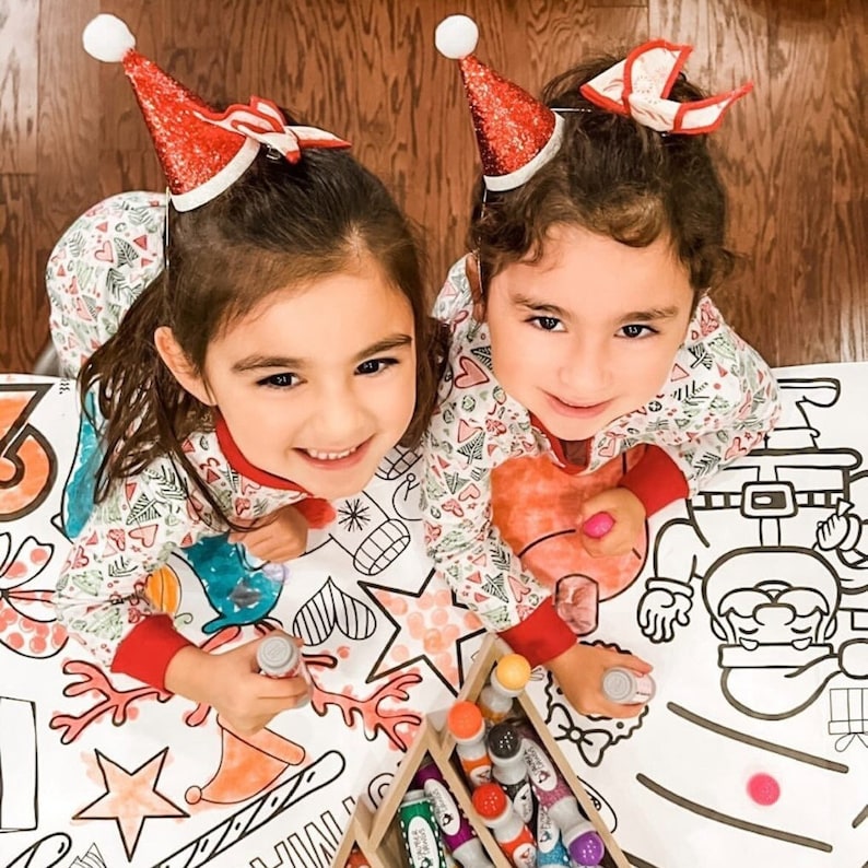 Personalized Kids Christmas party craft activity coloring tablecloth fun gift for family