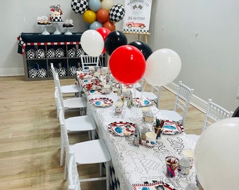 Personalized Transportation Birthday Party Coloring Tablecloth: Cars, Trucks, Planes