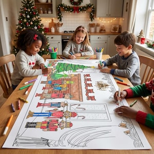 Nutcracker Christmas Coloring Tablecloth: Kids Party Activity, Holiday Decor