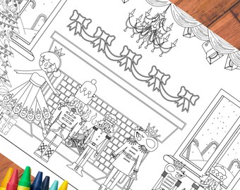 Nutcracker Christmas Coloring Tablecloth: Kids Party Activity, Holiday Decor