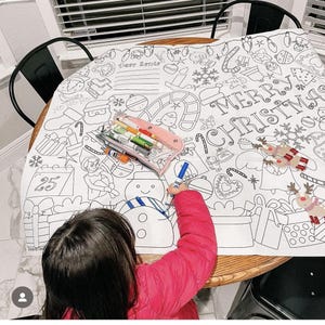 Christmas Party Coloring Banner Printable Digital Download Kids Christmas Coloring Activity Holiday Games Coloring Sheet Coloring Tablecloth