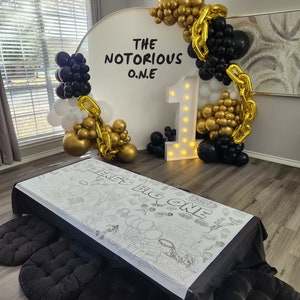 2 Bannière de fête d'anniversaire légitime pour arrêter de fumer Décoration d'anniversaire hip hop Notorious Big One Fête d'anniversaire 1er anniversaire 2e anniversaire 3 pi x 6 pi image 4