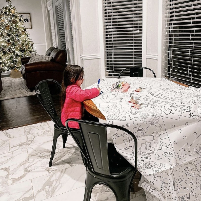 Kids Christmas craft party activity coloring tablecloth personalized gift holiday crafting for kids family fun