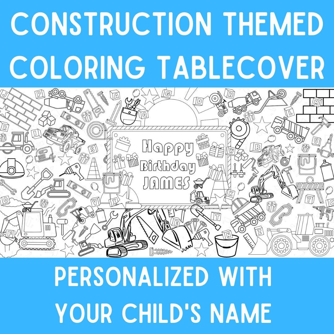 Construction Birthday Party Coloring Tablecloth Heavy Equipment Themed  First Birthday Decor Children's Party Games Activity 