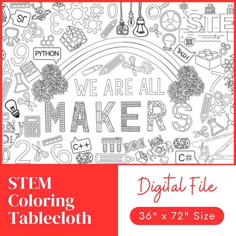 STEM Coloring Poster: "we Are All Makers" Banner (digital Download) - Etsy