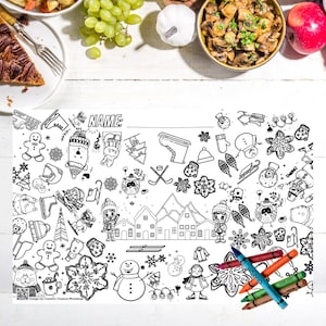 Winter Wonderland Coloring Placemats Personalized Paper Activity Mat Kids Snow Party 1st Birthday Winter Onederland Chill Party Table Decor