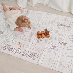 Cars and Trucks Transportation Coloring Paper Tablecloth / First Birthday Decoration / Creative Kids Table Activity / Children's Party Games