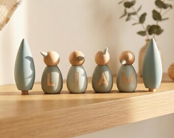 Personalized Baby Boy Gift,  Sage Green Nursery, Wooden Name Sign, Cottagecore Boys Room, Christening Gift