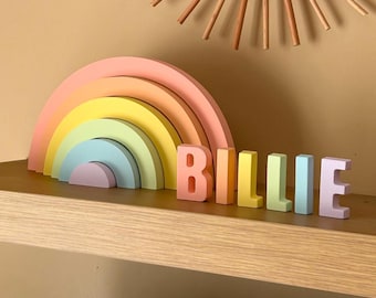 Personalized Rainbow Baby Room Decor, Kids Name Sign, Pastel Nursery Decor, Custom Baby Shower Gift