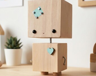 Wooden Robot Shelf Decor | Retro Nursery Accessory, Kids Room Accent