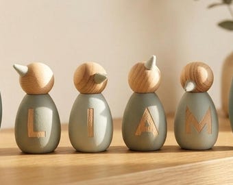 Personalized Baby Gift, Wooden Name Sign, Bird Nursery Decor, Boys Christening Gift