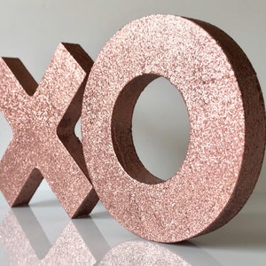 Rose Gold Home Decor - Freestanding Wooden Letters - XO Nursery Decor