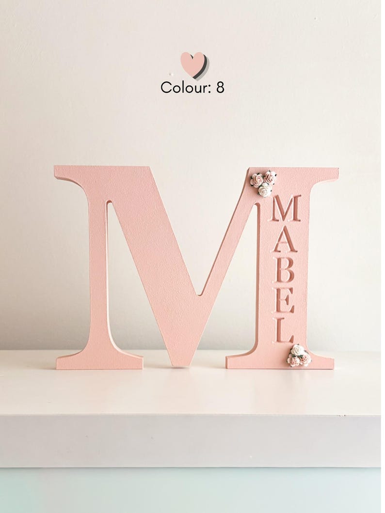 Personalised baby name gift- engraved wooden letter- girls nursery decor image 3