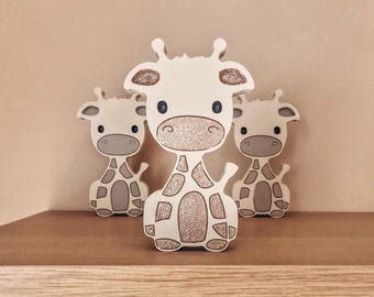 Wooden Giraffe Nursery Decor, Safari Nursery Shelf Decor, Woodland Baby Room Decor, Baby Shower Gift, Wooden Shelf Ornament