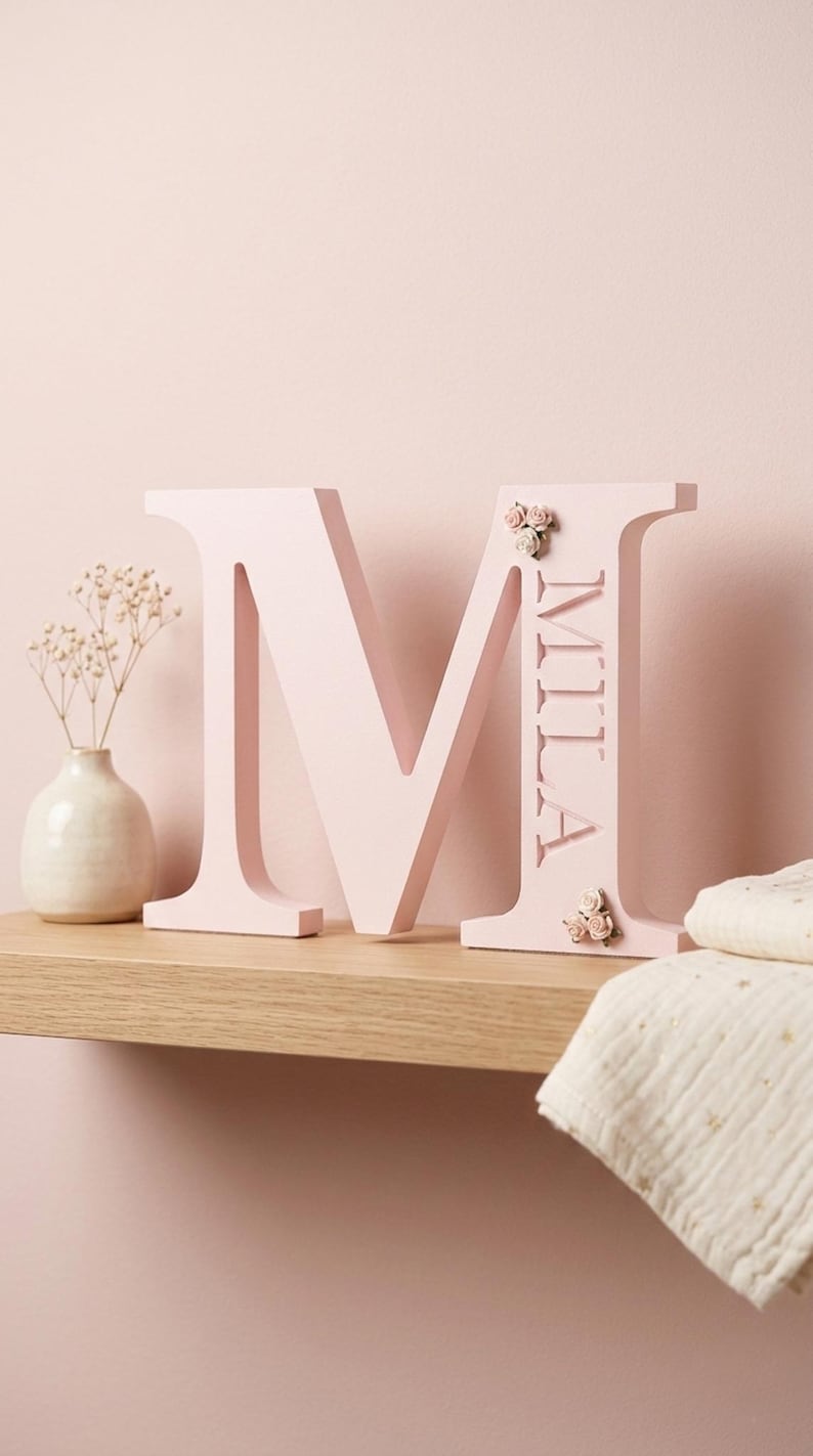 Wooden nursery shelf decor
