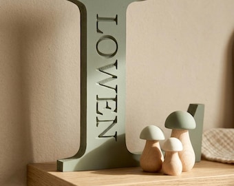 Personalised Name Gift For Baby Boy ~ Engraved Wooden Letter ~ Neutral Nursery Decor, Baby Name Sign Shelf Accessories