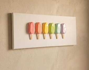 3D Lolly Pop Wall Art Canvas | Pastel Rainbow Nursery Decor