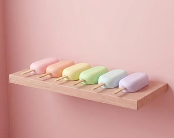 Pastel Ice Cream Sculpture Set, Minimalist Dessert Art, Modern Playful Home Decor, Nursery Wall or Shelf Art