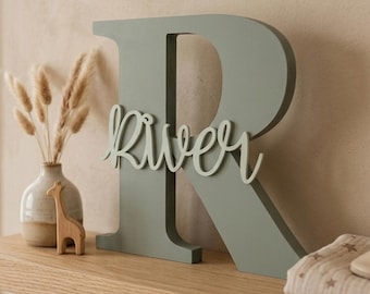 Personalised Wooden Name Sign, Baby Name  Gift, Engraved Letter Nursery Decor, Shelf Accessory