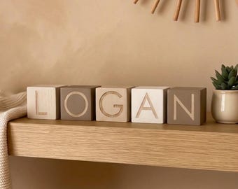 Personalized Wooden Name Blocks, Neutral Nursery Decor, Baby Shower Gift