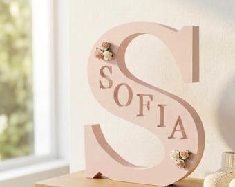 personalised baby name gift- engraved wooden letter- girls nursery decor