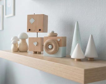 Baby Boy Room Decor - Blue Nursery Accessories / Wooden Shelfie - New Baby Gift
