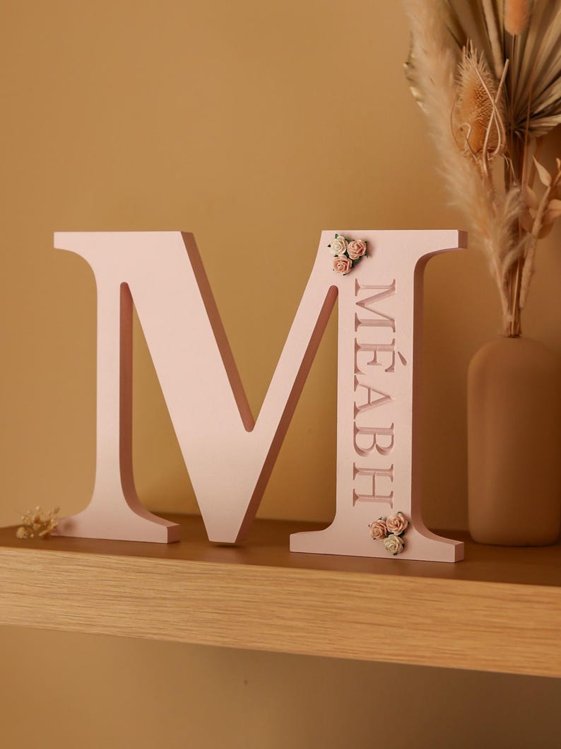 Personalised baby name gift- engraved wooden letter- girls nursery decor image 9